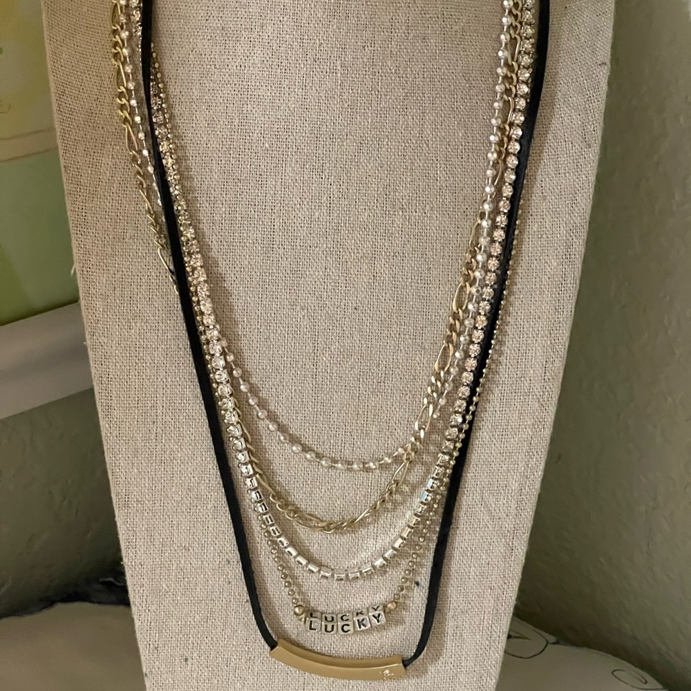 Lucky Brand Multi-Layer  6 Strand Gold and Silver Necklace Brand New #Lucky7